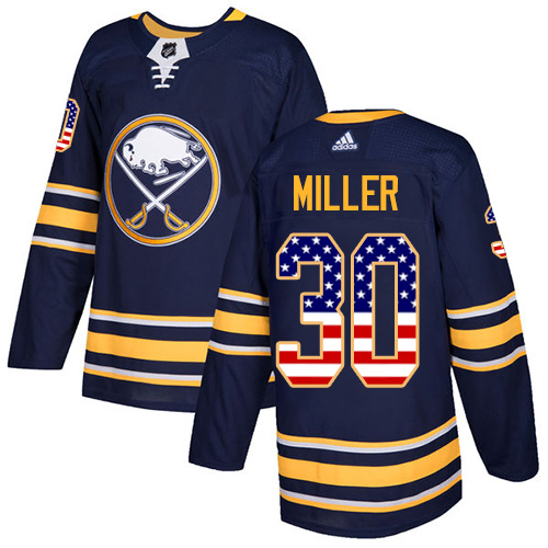 Adidas Sabres #30 Ryan Miller Navy Blue Home Authentic USA Flag Stitched NHL Jersey